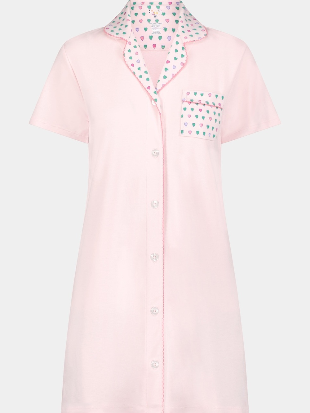 Roller Rabbit Button-Front Pop Hearts Cleo Nightshirt in pink